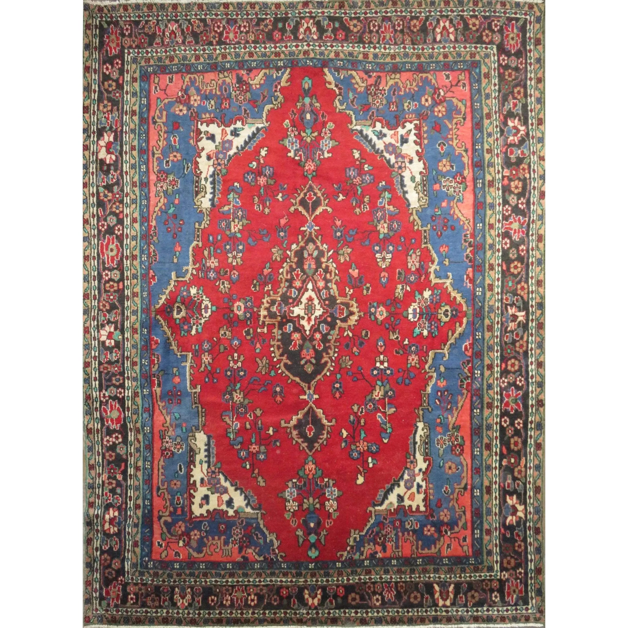 One Of The Kind Hand-Knotted Persian Wool Rug _ Luxurious Vintage Design, 11'5" x 8'1", Artisan Crafted